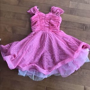 Size 6-8 dance costume attached bodysuit & netting